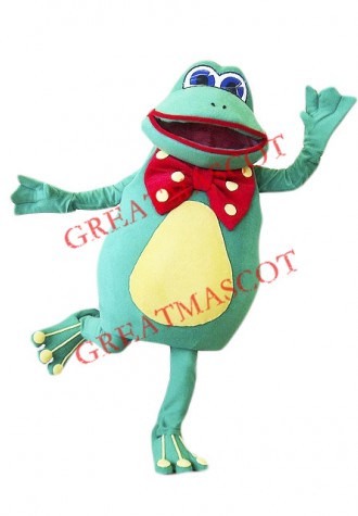 Happy Green Frog Mascot Costume 
