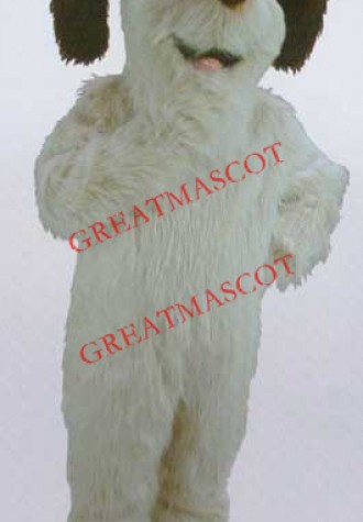 White Shaggy Dog Mascot Costume