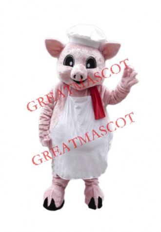 Pink Pig Chef Mascot Costume