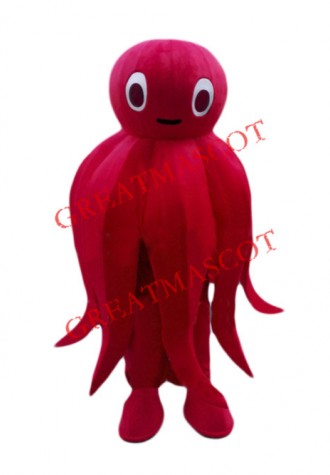 Red Octopus Mascot Costume