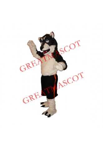 Black & White Wolf Mascot Costume