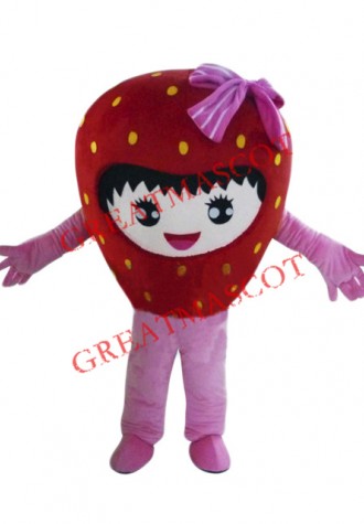 Happy Strawberry Girl Mascot Costume