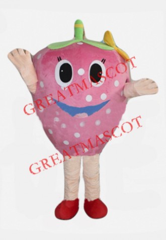 Pink Strawberry Mascot Costume