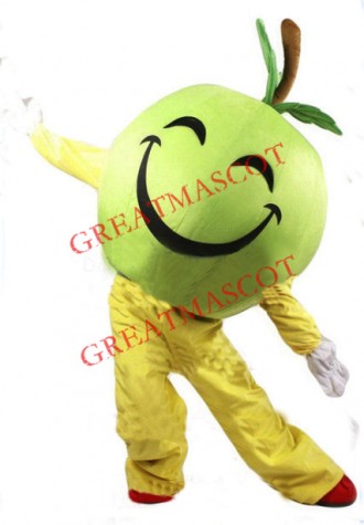 Happy Green Apple Mascot Costume