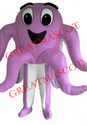 Happy Pink Octopus Mascot Costume