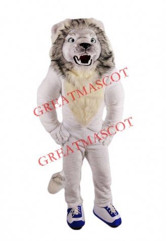 Fierce White Lion Mascot Costume