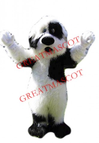 Friendly Black&White Dog Mascot Costume