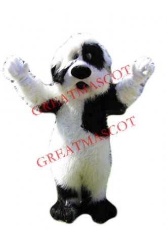 Friendly Black&White Dog Mascot Costume