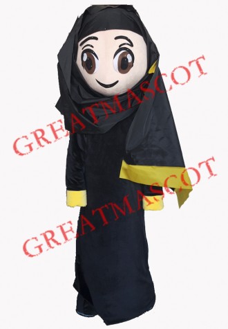 Black Clothes Arab Girl Mascot Costume