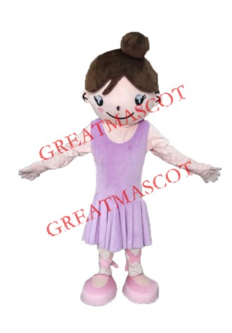 Cute Purple Dress Girl Mascot Costume