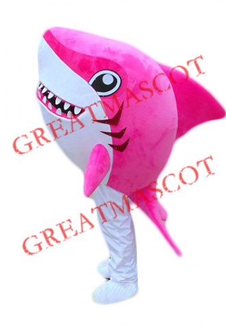 Cute Pink Shark Mascot Costume