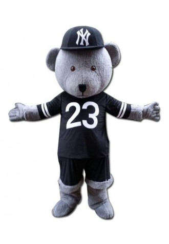 Grey Teddy Bear Mascot Costume