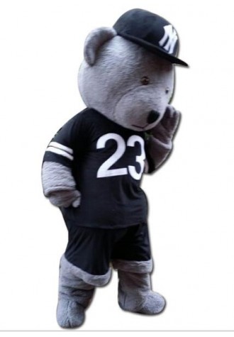 Grey Teddy Bear Mascot Costume