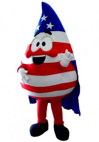 US Flag Print Water Drop Mascot Costume