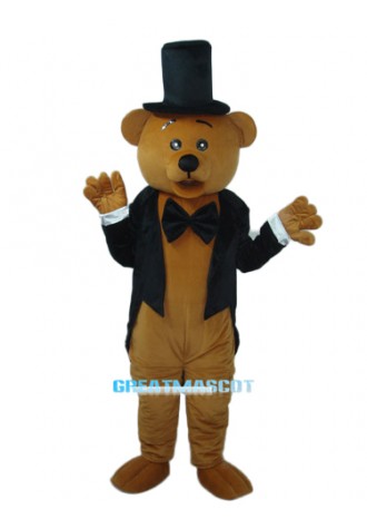Bear in Black Suit Mascot Adult Costume