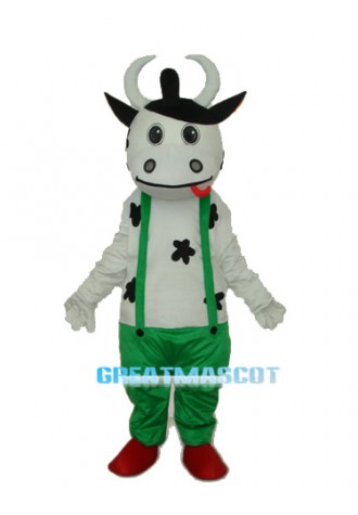 Cow in Green Overall Mascot Adult Costume Free Shipping