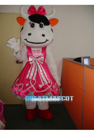 Pink Cattle Mascot Costume Free Shipping