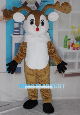 Red Nose Deer Mascot Costume Adult Deer Costume Free Shipping