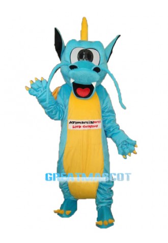 Blue Yellow Serrated Teeth Dragon Mascot Adult Costume Free Shipping