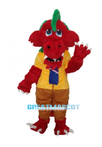 Long Wool Red Dragon Mascot Adult Costume Free Shipping