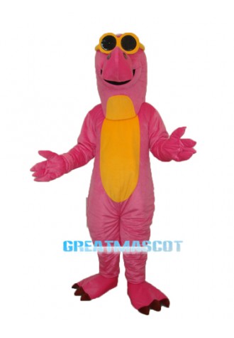 Pink Dinosaur with Glasses Mascot Adult Costume Free Shipping