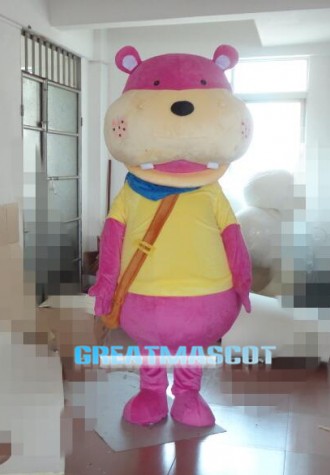 Pink Hippo Mascot Costume Free Shipping