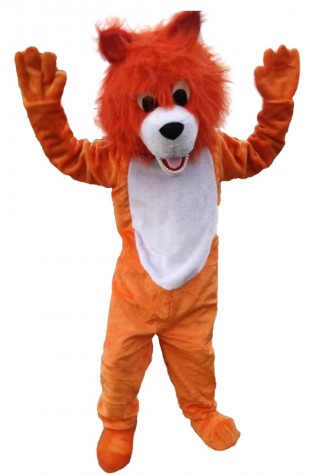 Plush Orange Wolf Mascot Costume