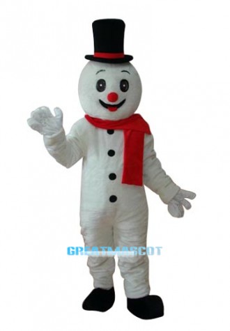 Snowman with Black Hat Mascot Adult Costume