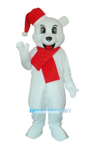 White Christmas Bear Mascot Adult Costume