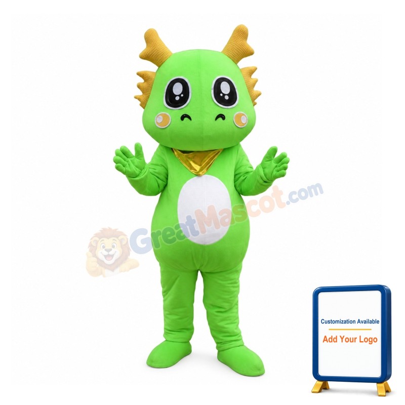 Cartoon Green Dragon Mascot Costume