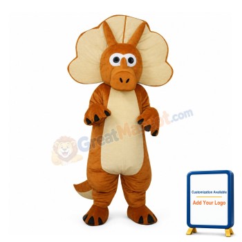 Cartoon Dumb Brown Dinosaur Mascot Costume For Adult