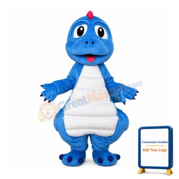 Cartoon So Lovely Blue & White Dinosaur Baby Mascot Costume