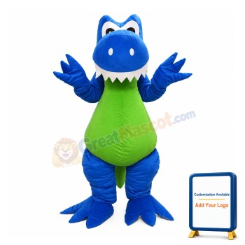 Adult Cartoon Happy Blue & Green Crocodile Mascot Costume