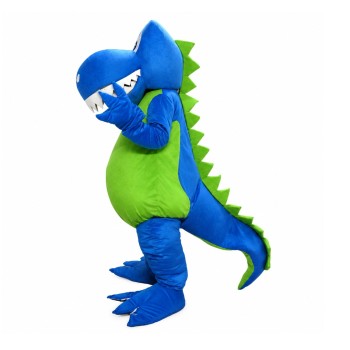 Adult Cartoon Happy Blue & Green Crocodile Mascot Costume