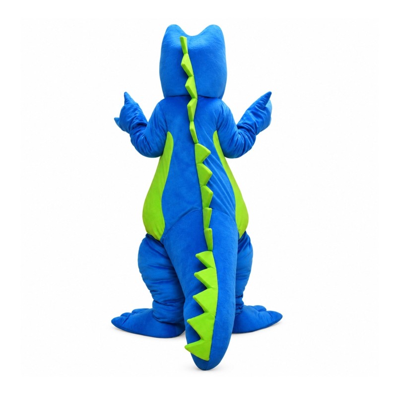 Adult Cartoon Happy Blue & Green Crocodile Mascot Costume