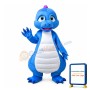 Cartoon Fancy Adult Blue & White Dinosaur Mascot Costume