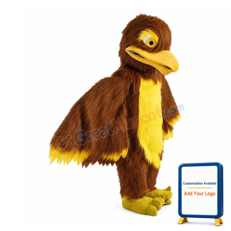 Adult Brown & Yellow Eagle Mascot Costume