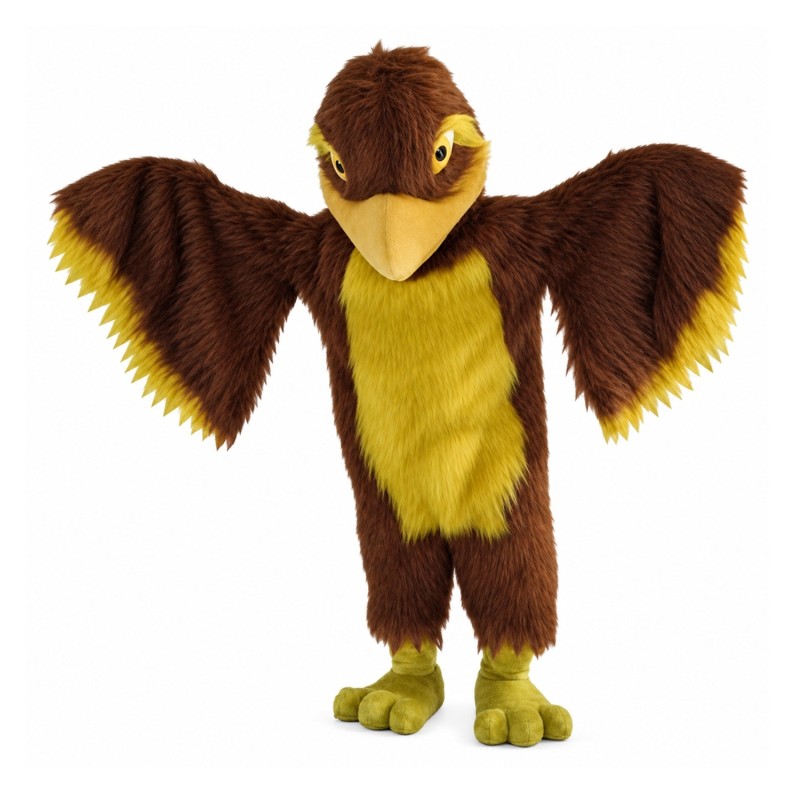 Adult Brown & Yellow Eagle Mascot Costume