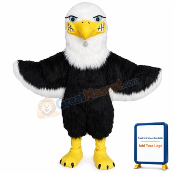 Happy Black & White Eagle Mascot Costume