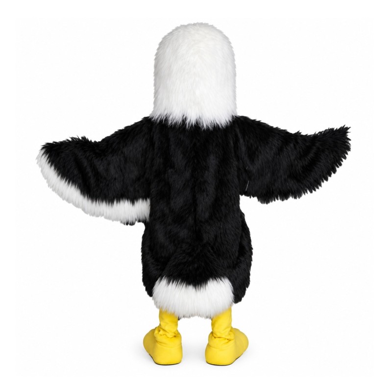 Happy Black & White Eagle Mascot Costume