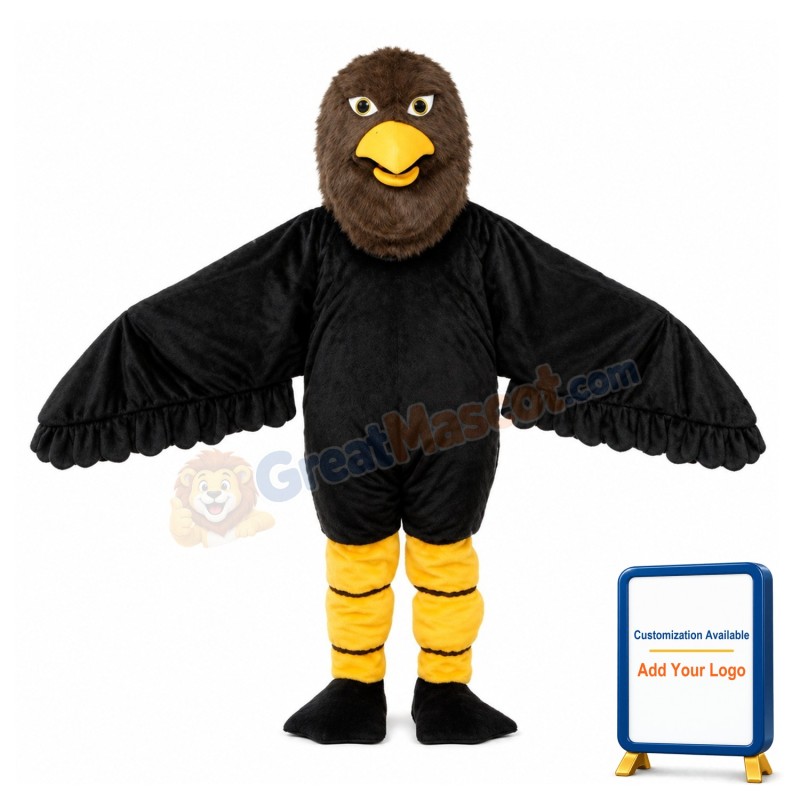 Adult Strong Black & Brown Eagle Mascot Costume