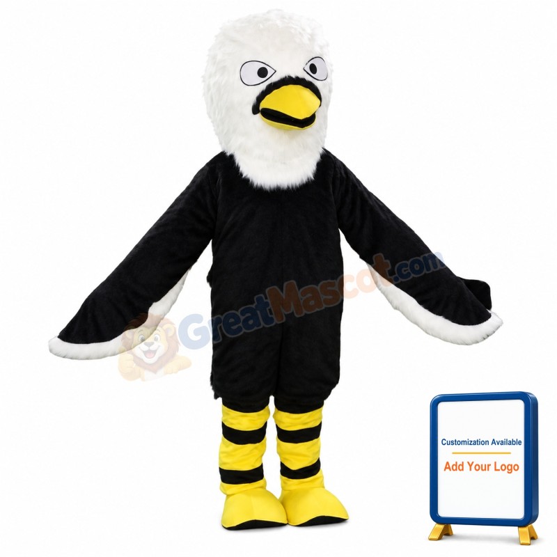 Adult Size Fancy Black Eagle Mascot Costume