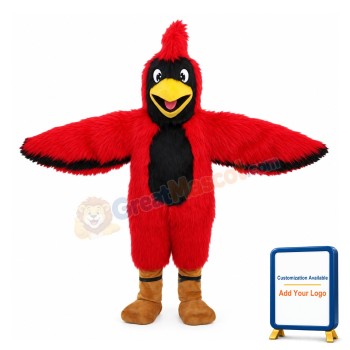 Long Fur Red & Black Eagle Mascot Costume