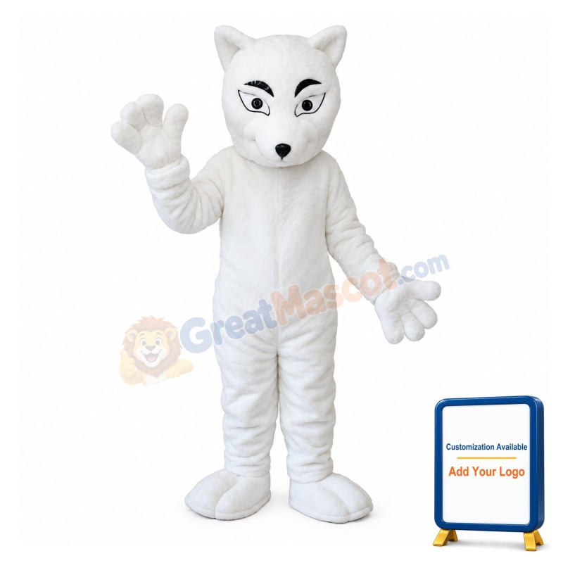 Fancy White Fox Mascot Costume