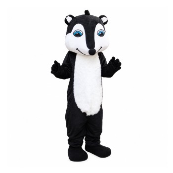 Super Cute Smiling Black & White Fox Mascot Costume