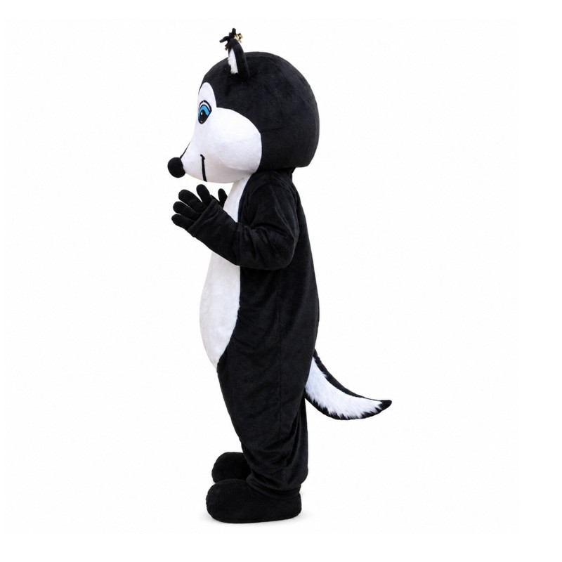 Super Cute Smiling Black & White Fox Mascot Costume