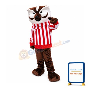 New Cartoon Unisex Brown Fox With Striped Top Mascot Costume