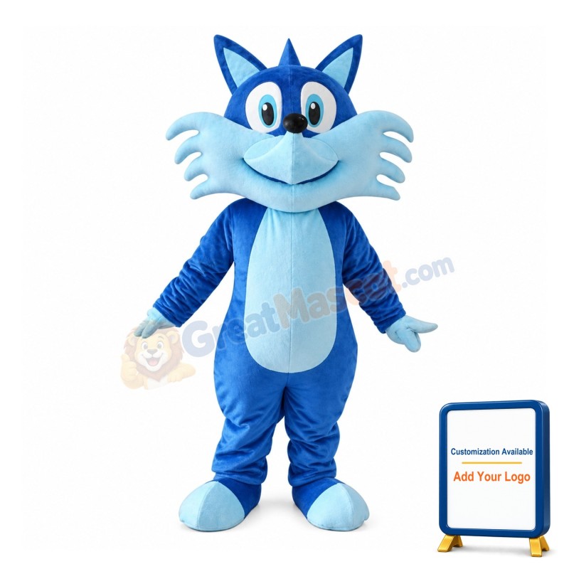 Smiling Blue Fox Mascot Costume For Carnival