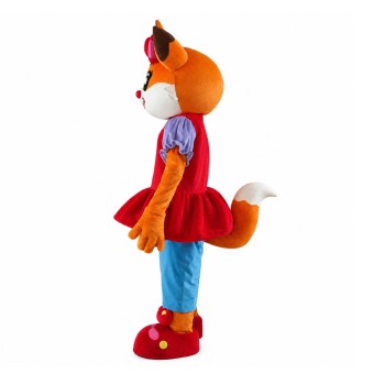 Fancy Cute Smiling Fox With Red Dress Mascot Costume