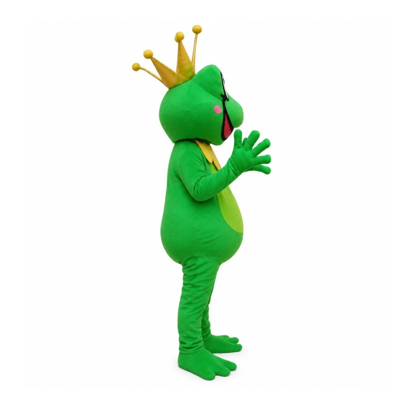Funny Smiling Frog With Crown Mascot Costume For Adult